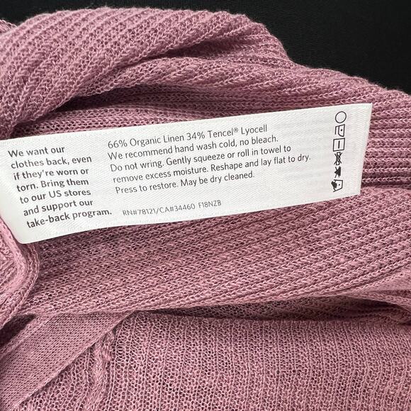 Eileen Fisher Dusty Pink Ribbed Knit Organic Linen Lyocell Open Front Cardigan S - Picture 6 of 7